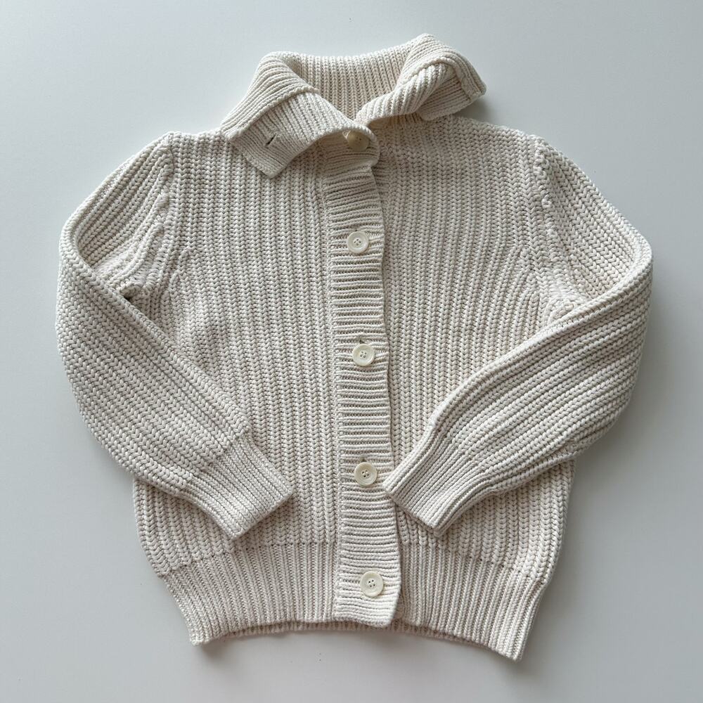 J.Crew Factory Chunky Collared Knit Button Front 100% Cotton Sweater